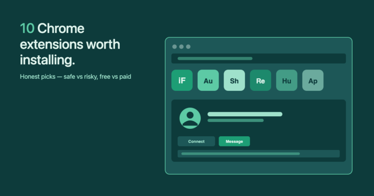Best Chrome extensions for LinkedIn — illustration of browser extensions floating around a LinkedIn profile